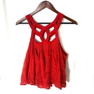 Free People Lazer Cut Gauzy Babydoll Tank